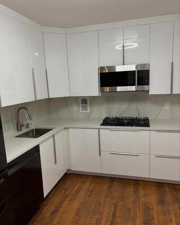 Restored kitchen with white cabinets after water damage in Tell City